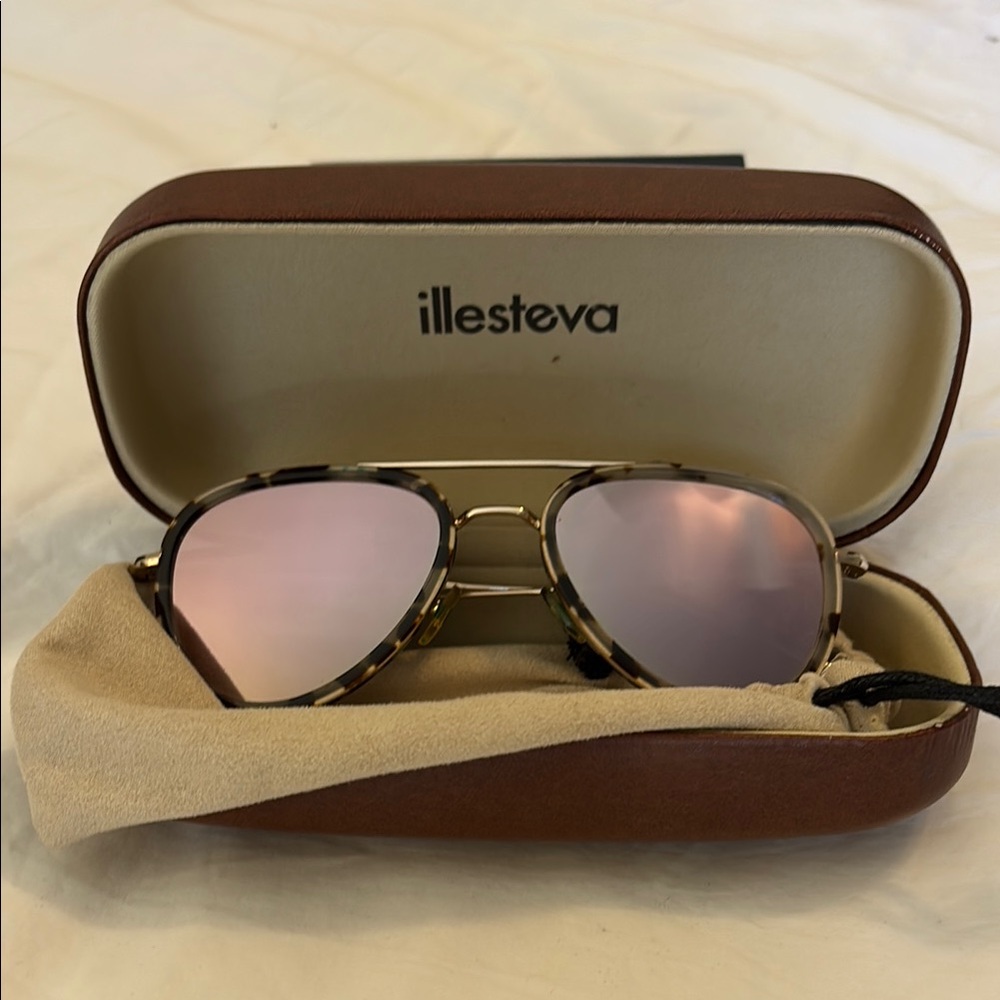 Illesteva Tortoise Sunglasses with Rose Mirror Lenses